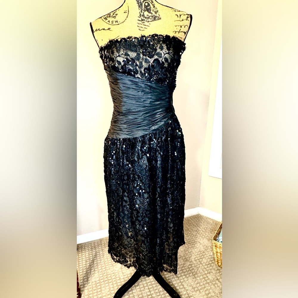 Stunning Black Vintage Albert Nipon luxury dress- BEAUTIFUL msmts in photo
